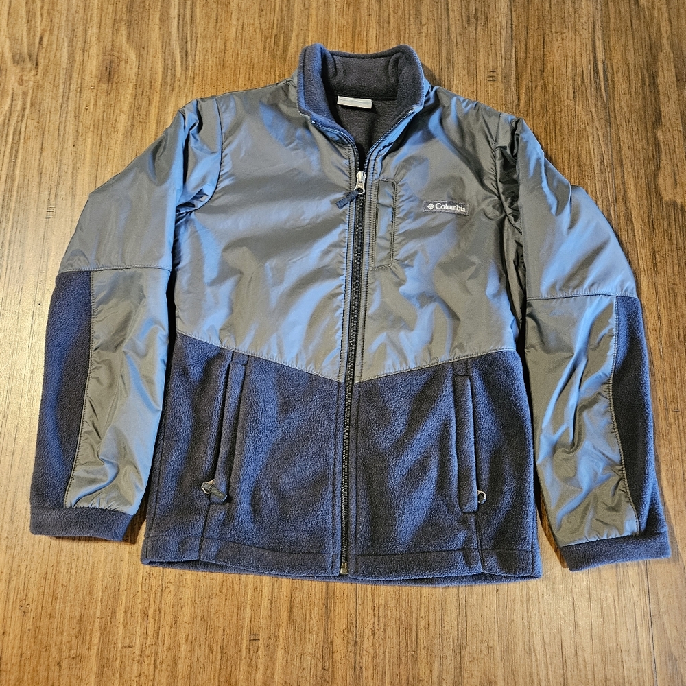 Columbia Sz M 10 12 Boys Gray Full Zip Stand Collar Zip Pocket Insulated Jacket